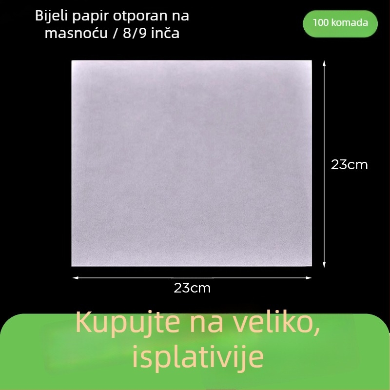 Kraft papir otporan na masnoću za pakiranje hrane, pečenje i omatanje burgera, 1000 listova