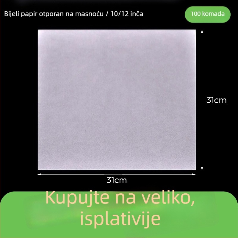 Kraft papir otporan na masnoću za pakiranje hrane, pečenje i omatanje burgera, 1000 listova