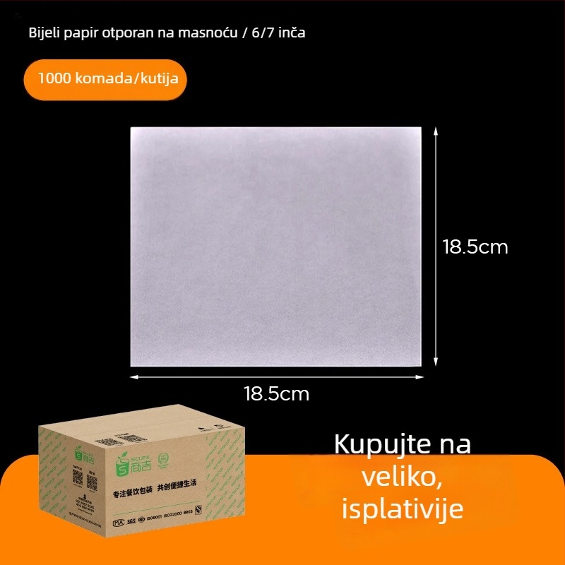 Kraft papir otporan na masnoću za pakiranje hrane, pečenje i omatanje burgera, 1000 listova