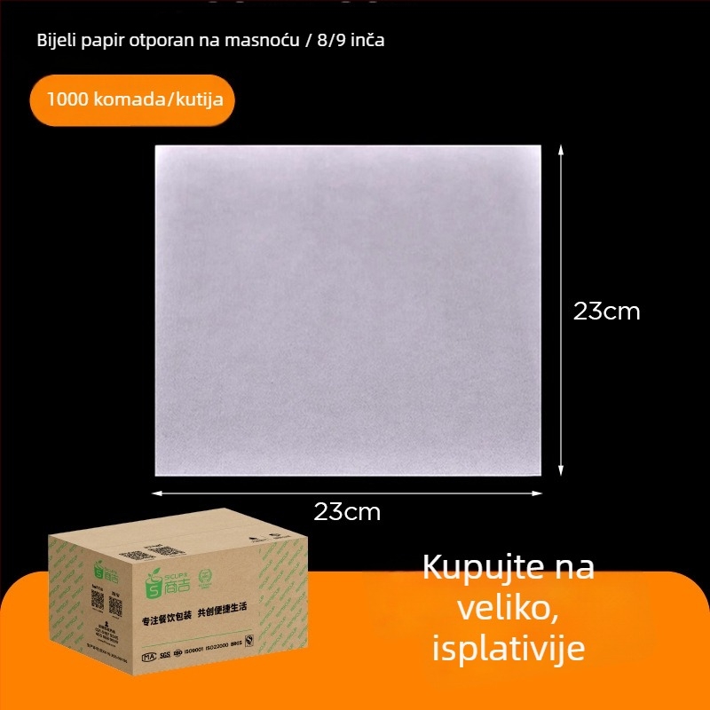 Kraft papir otporan na masnoću za pakiranje hrane, pečenje i omatanje burgera, 1000 listova