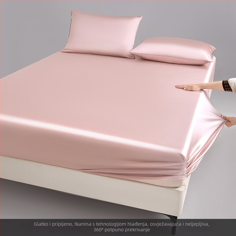 Hladan Ice Silk set plahte s navlakom za madrac – ljetni trodijelni set, model 2026