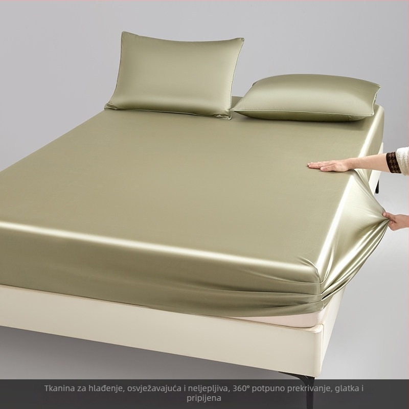 Hladan Ice Silk set plahte s navlakom za madrac – ljetni trodijelni set, model 2026