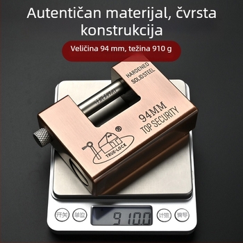 Veliki pravokutni katanc za metalna skladišna vrata, protivkrađa za kućnu upotrebu, vodootporan i otporan na provalu, horizontalni dizajn za ulazna vrata