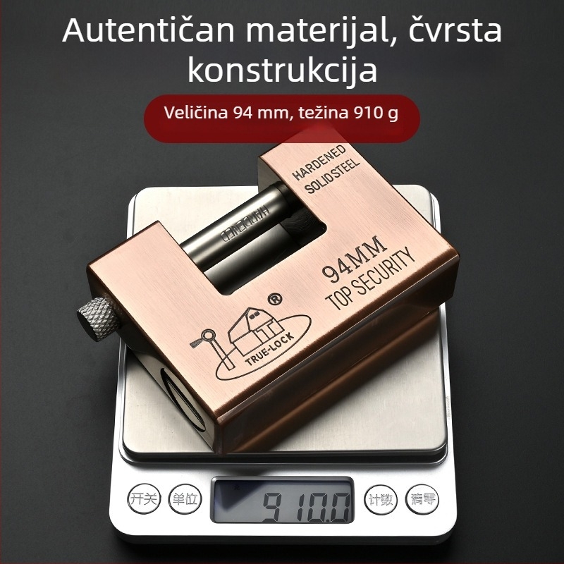 Veliki pravokutni katanc za metalna skladišna vrata, protivkrađa za kućnu upotrebu, vodootporan i otporan na provalu, horizontalni dizajn za ulazna vrata