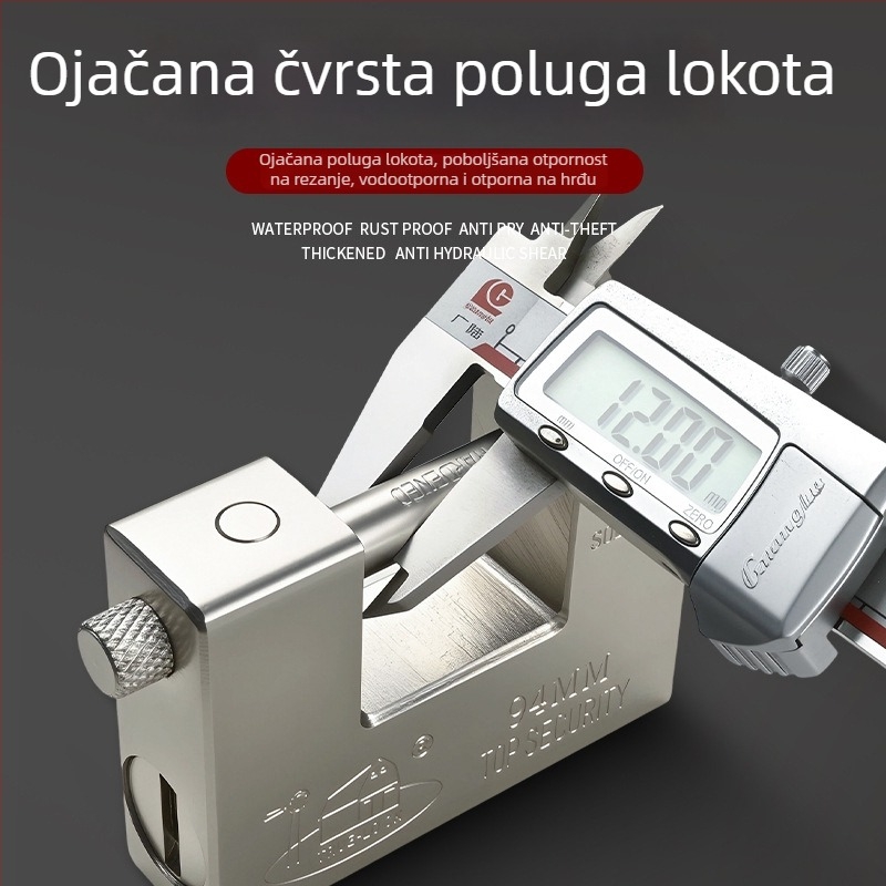 Veliki pravokutni katanc za metalna skladišna vrata, protivkrađa za kućnu upotrebu, vodootporan i otporan na provalu, horizontalni dizajn za ulazna vrata