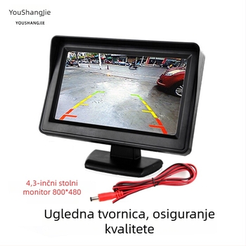 12-24V vizualni zaslon za vožnju unatrag za automobil, 4,3-inčni stolni zaslon s podesivim 4 LED diodama