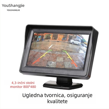 12-24V vizualni zaslon za vožnju unatrag za automobil, 4,3-inčni stolni zaslon s podesivim 4 LED diodama