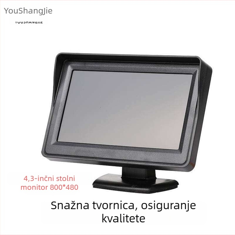12-24V vizualni zaslon za vožnju unatrag za automobil, 4,3-inčni stolni zaslon s podesivim 4 LED diodama
