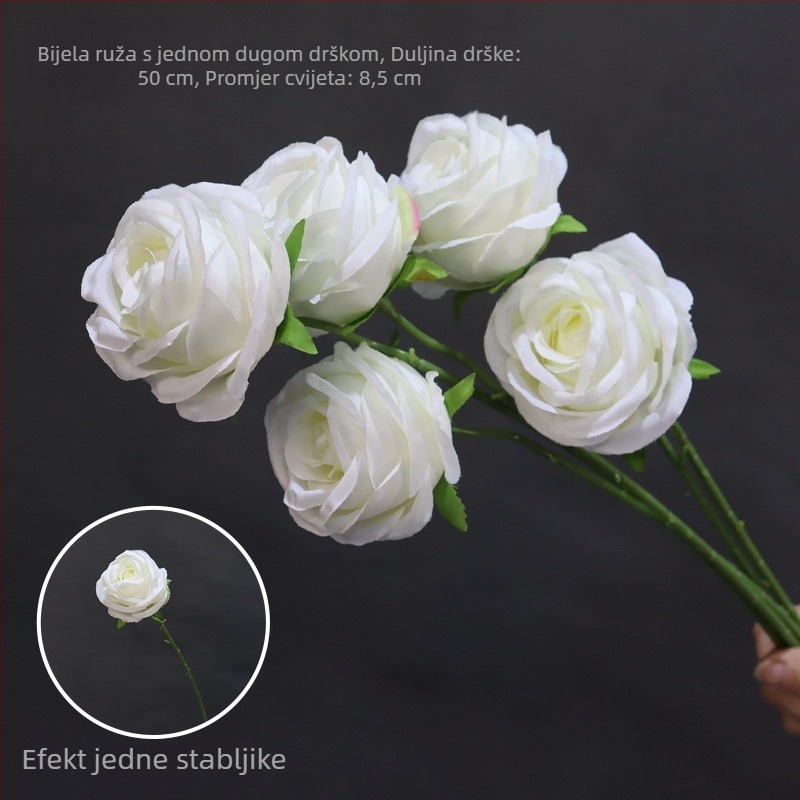 7-stableni buket satenskih ruža bugarske sorte za svadbenu dekoraciju i rekvizite za fotografiranje