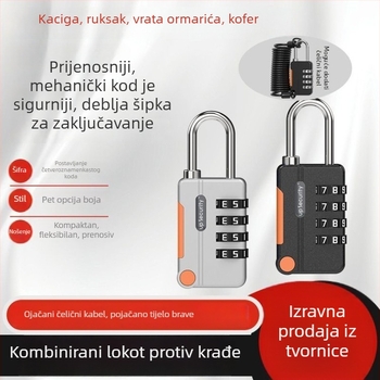Brava od čelične žice sa šifrom, katanci, vanjska kaciga brava, brava za remen prtljage, vodootporna i otporna na hrđu, mala kućna brava za ormarić