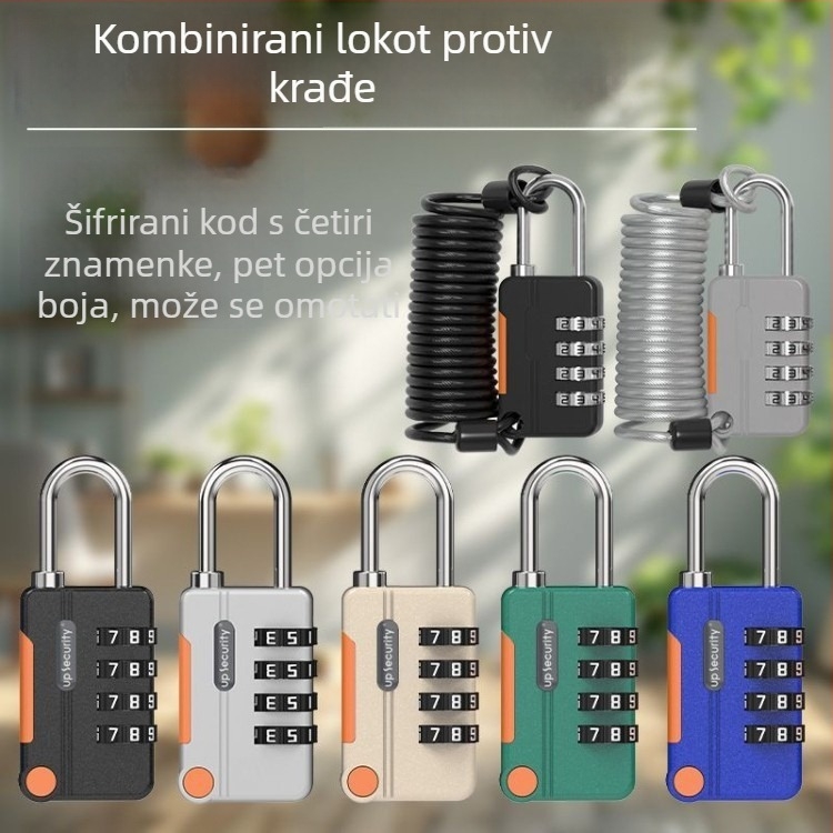 Brava od čelične žice sa šifrom, katanci, vanjska kaciga brava, brava za remen prtljage, vodootporna i otporna na hrđu, mala kućna brava za ormarić
