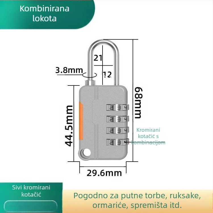 Brava od čelične žice sa šifrom, katanci, vanjska kaciga brava, brava za remen prtljage, vodootporna i otporna na hrđu, mala kućna brava za ormarić