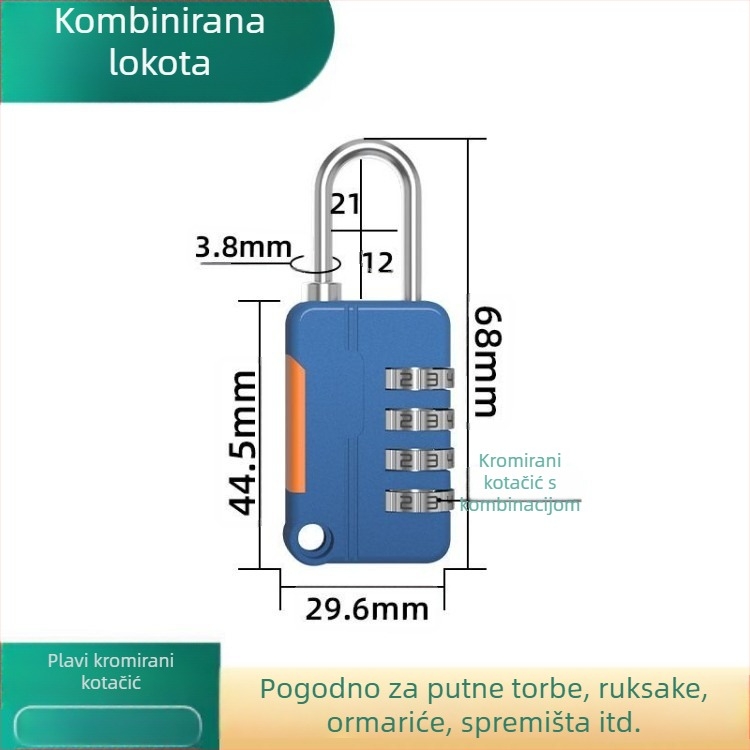 Brava od čelične žice sa šifrom, katanci, vanjska kaciga brava, brava za remen prtljage, vodootporna i otporna na hrđu, mala kućna brava za ormarić