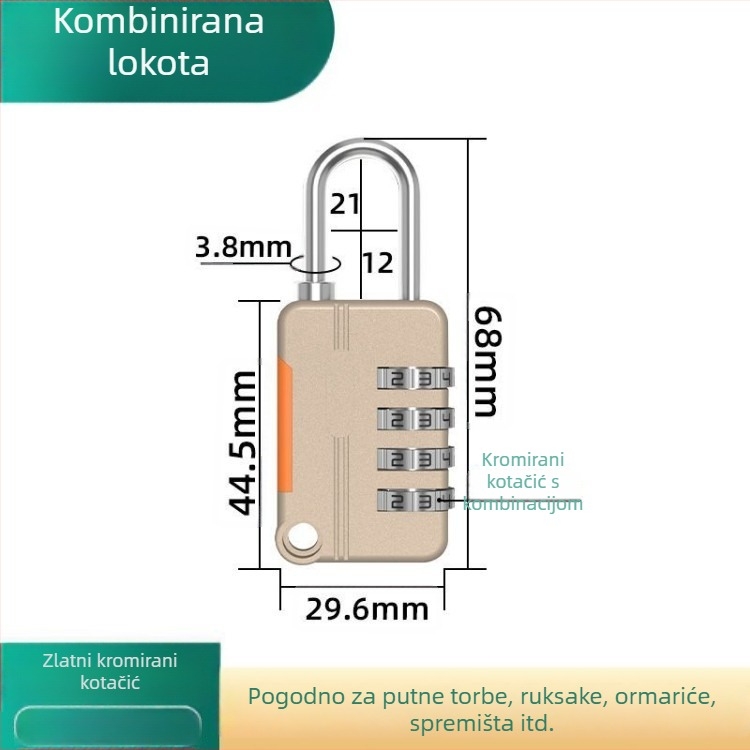 Brava od čelične žice sa šifrom, katanci, vanjska kaciga brava, brava za remen prtljage, vodootporna i otporna na hrđu, mala kućna brava za ormarić