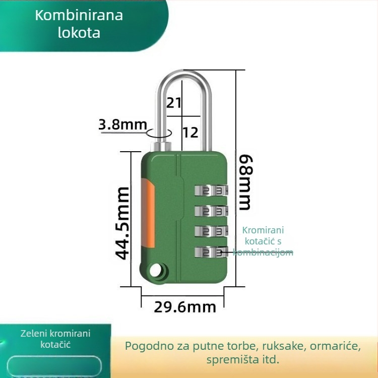 Brava od čelične žice sa šifrom, katanci, vanjska kaciga brava, brava za remen prtljage, vodootporna i otporna na hrđu, mala kućna brava za ormarić