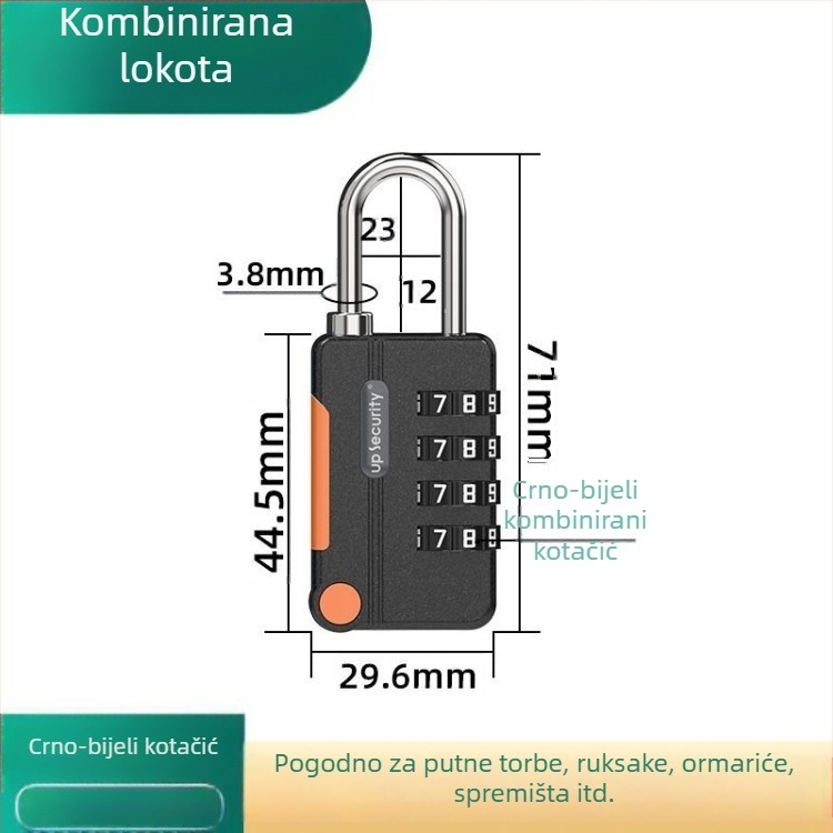 Brava od čelične žice sa šifrom, katanci, vanjska kaciga brava, brava za remen prtljage, vodootporna i otporna na hrđu, mala kućna brava za ormarić