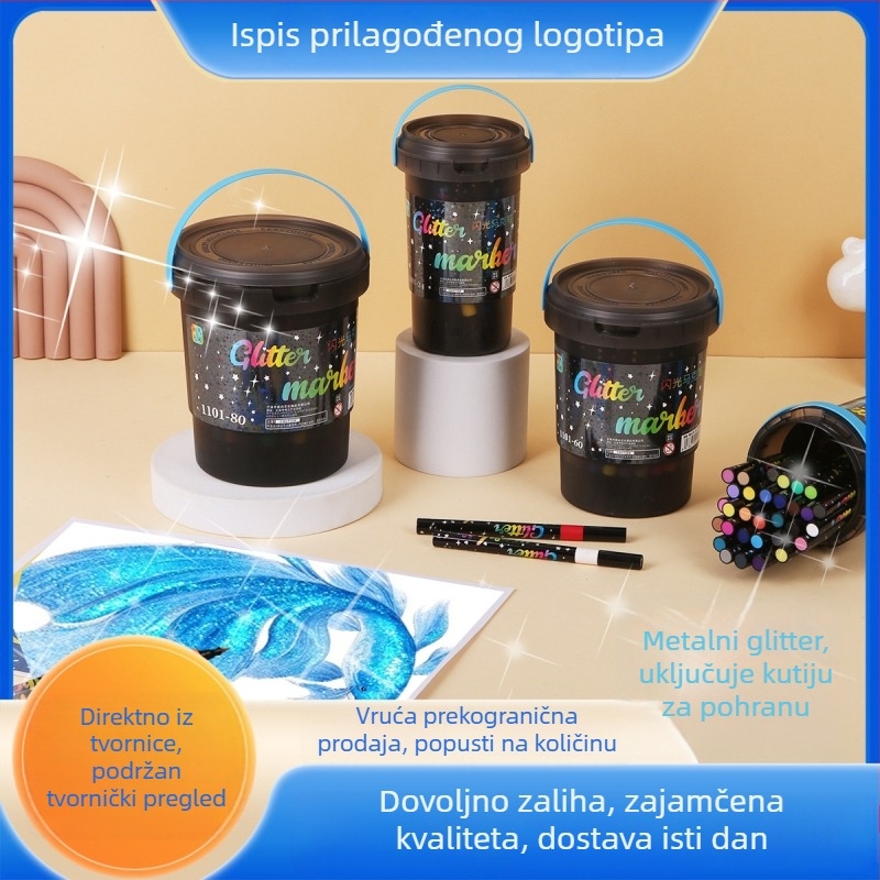 Sjajni akrilni marker s mekanim vrhom za crtanje u vrtiću i osnovnoj školi — fluorescentski marker s glitterom
