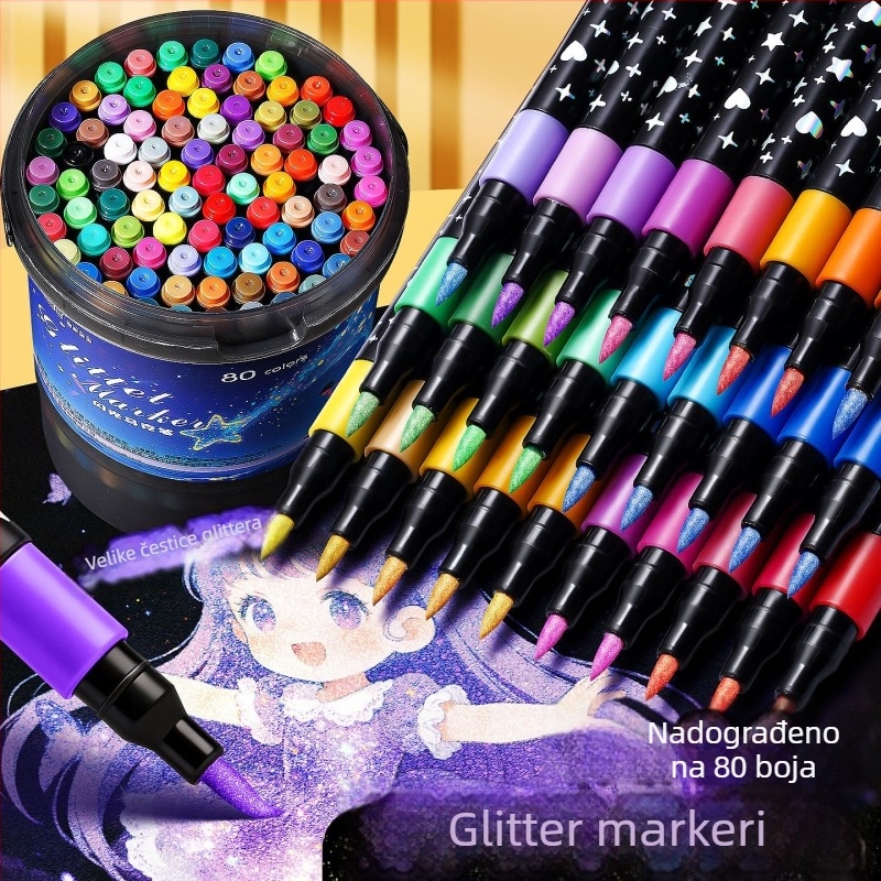 Sjajni akrilni marker s mekanim vrhom za crtanje u vrtiću i osnovnoj školi — fluorescentski marker s glitterom