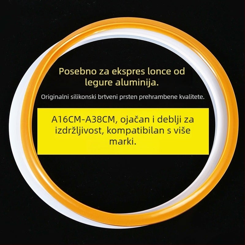 WBZ7 aluminijski tlak kuhalo brtveni prsten, set dijelova poklopca — silikonski prsten, kožni prsten, veličina 16–36 cm