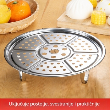 Nehrđajući čelični parni rešetkast nosač za wok – okrugli, veliki, višeslojna para uložak za kućnu i komercijalnu upotrebu