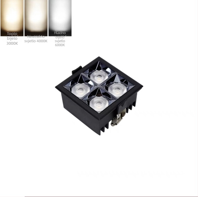 Ugrađeno LED linearno svjetlo s rešetkom i spotovima, cilindrični downlight visokog CRI-a za dnevni boravak i hodnik, anti-glare track rasvjeta i pranje zidova