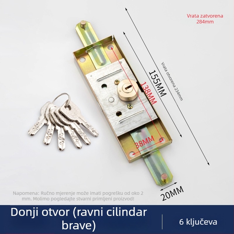 Brava za roletna vrata s univerzalnim srednjim otvorom i križnim donjim otvorom u starinskom stilu, C razred protivkrađe za trgovine