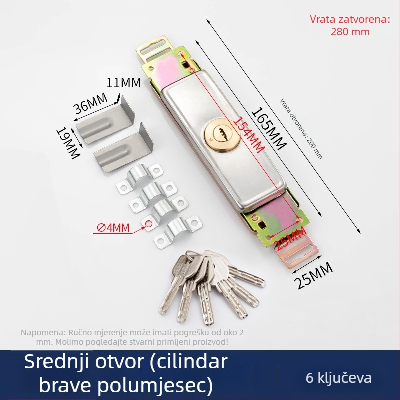 Brava za roletna vrata s univerzalnim srednjim otvorom i križnim donjim otvorom u starinskom stilu, C razred protivkrađe za trgovine