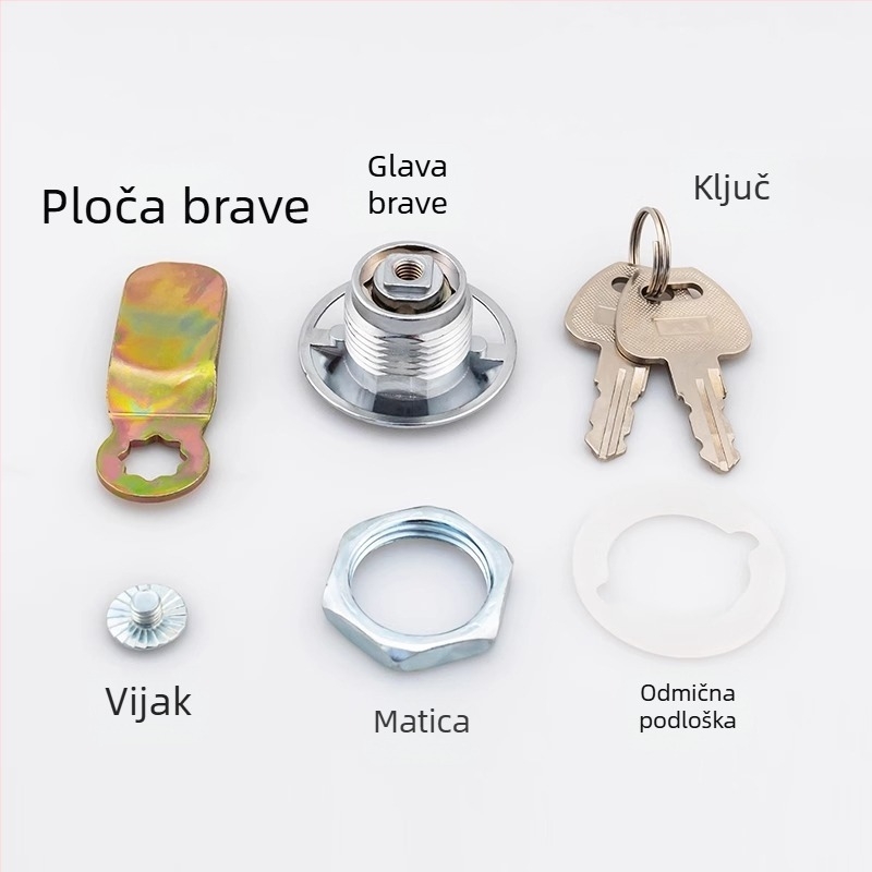 Brava za razvodni ormar s bakrenim jezgrom i vodootpornim poklopcem — pogodna za kutije brojila i razvodne ormariće, brava s jezičkom i kukom za stanice za punjenje