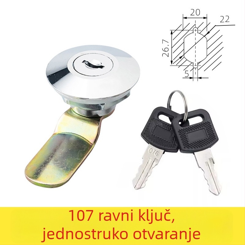 Brava za razvodni ormar s bakrenim jezgrom i vodootpornim poklopcem — pogodna za kutije brojila i razvodne ormariće, brava s jezičkom i kukom za stanice za punjenje