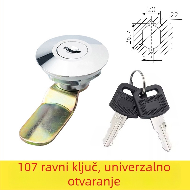 Brava za razvodni ormar s bakrenim jezgrom i vodootpornim poklopcem — pogodna za kutije brojila i razvodne ormariće, brava s jezičkom i kukom za stanice za punjenje