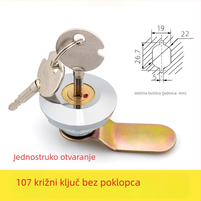 Brava za razvodni ormar s bakrenim jezgrom i vodootpornim poklopcem — pogodna za kutije brojila i razvodne ormariće, brava s jezičkom i kukom za stanice za punjenje