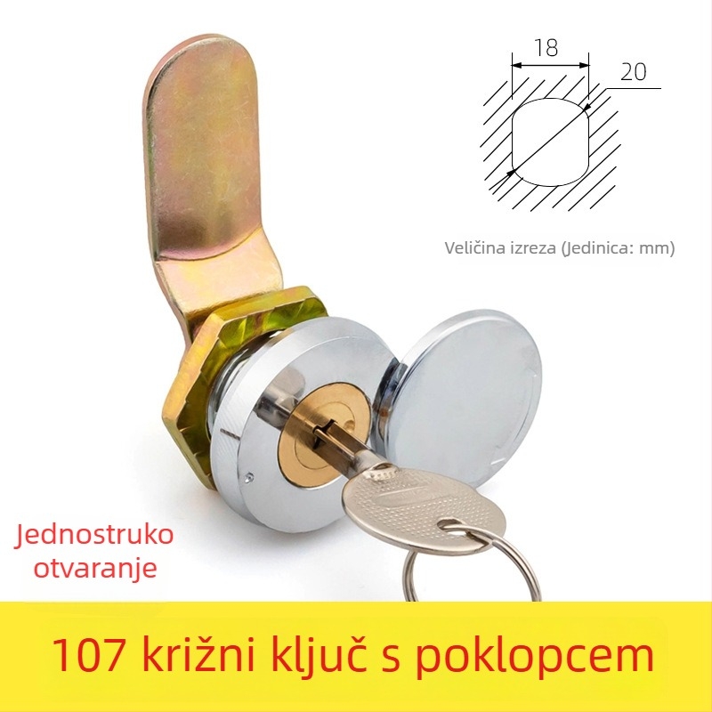 Brava za razvodni ormar s bakrenim jezgrom i vodootpornim poklopcem — pogodna za kutije brojila i razvodne ormariće, brava s jezičkom i kukom za stanice za punjenje