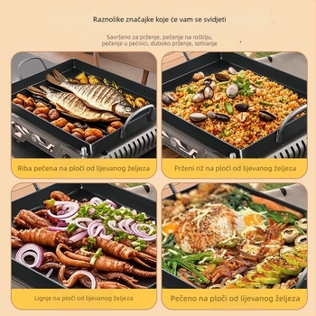 Teppanyaki ploča od kovanog željeza, kvadratnog oblika, za komercijalne štandove i kućnu upotrebu, bez premaza, višestruka, prijenosna, jednostavna za čišćenje