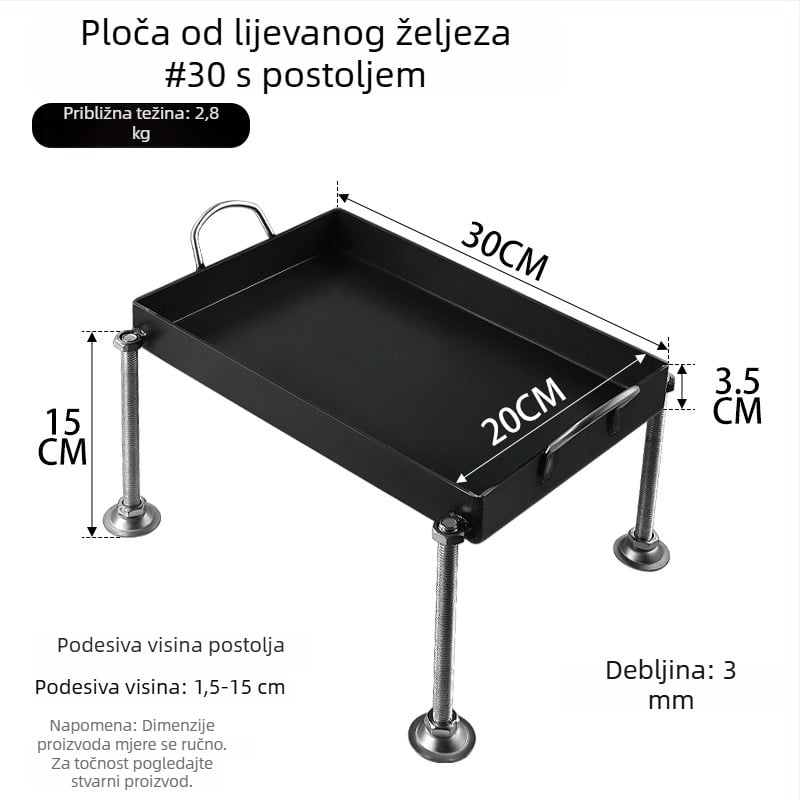 Teppanyaki ploča od kovanog željeza, kvadratnog oblika, za komercijalne štandove i kućnu upotrebu, bez premaza, višestruka, prijenosna, jednostavna za čišćenje