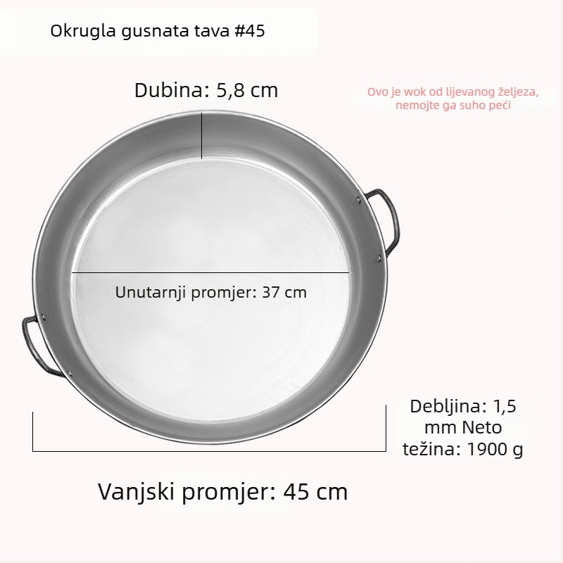 Teppanyaki ploča od kovanog željeza, kvadratnog oblika, za komercijalne štandove i kućnu upotrebu, bez premaza, višestruka, prijenosna, jednostavna za čišćenje