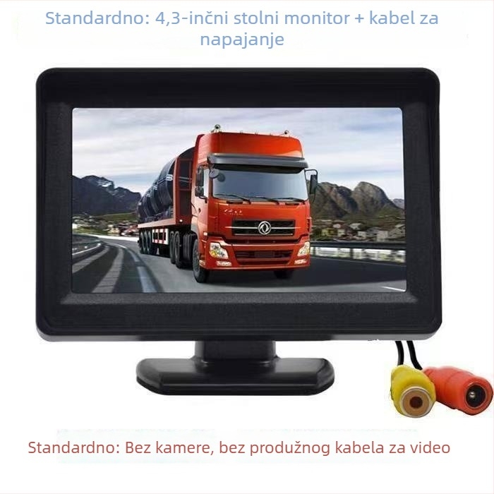 HD kamera za vožnju unatrag za kamione i kombije, univerzalni auto monitor 12V/24V, 5-inčni stolni zaslon