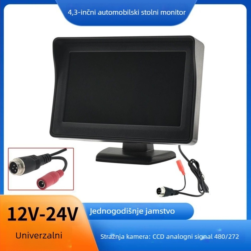 HD kamera za vožnju unatrag za kamione i kombije, univerzalni auto monitor 12V/24V, 5-inčni stolni zaslon