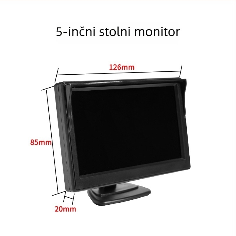 HD kamera za vožnju unatrag za kamione i kombije, univerzalni auto monitor 12V/24V, 5-inčni stolni zaslon