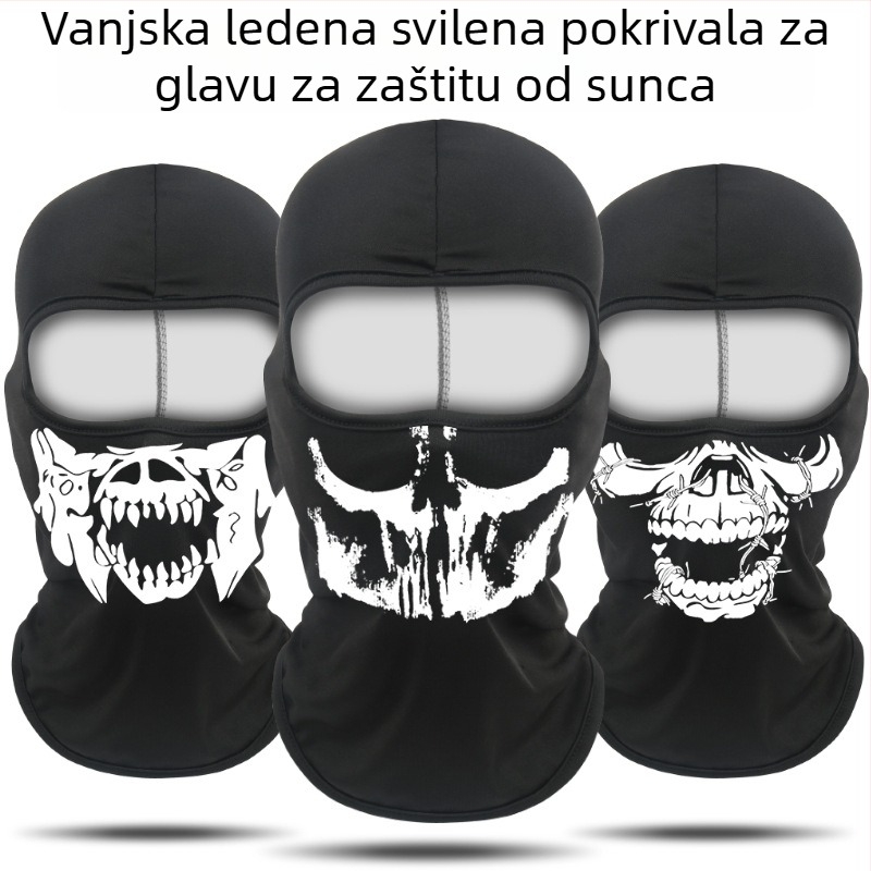 Šal za vrat s printom lubanje za vanjsku vožnju – prozračan, otporan na vjetar i brzo suši