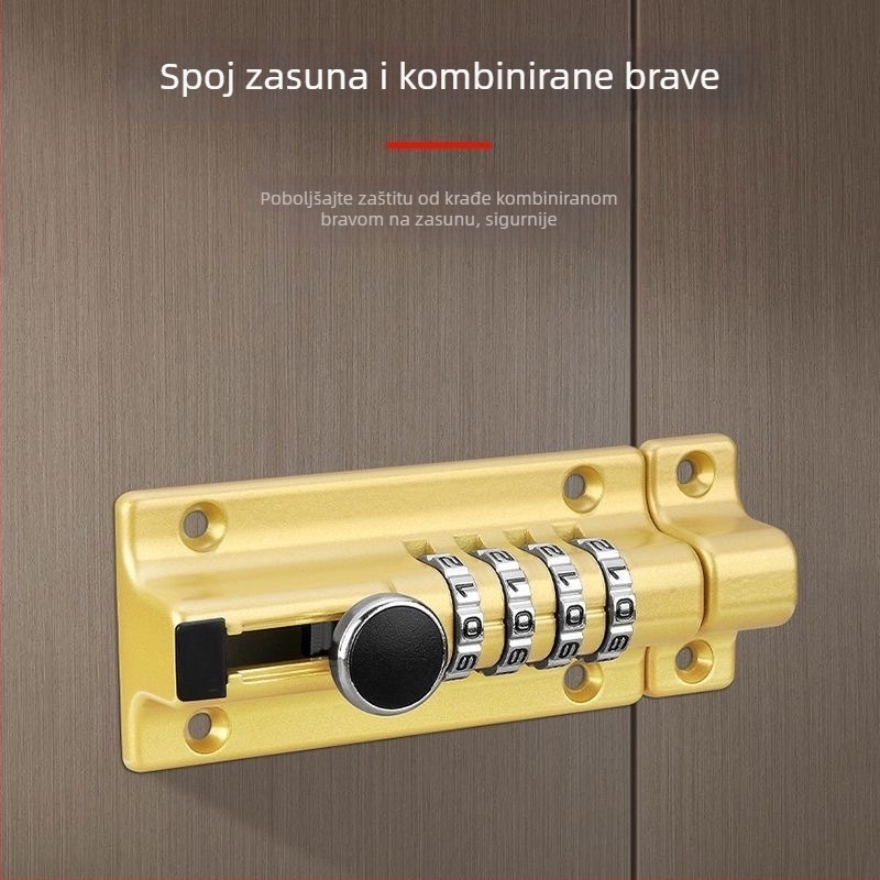 Novi model brave s kodom bez bušenja, vodootporna i otporna na hrđu, vanjska brava za drvena vrata, sigurnosna zaštita