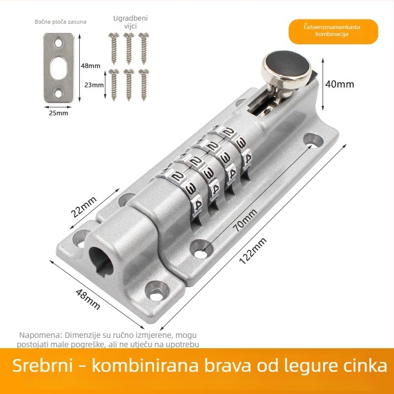 Novi model brave s kodom bez bušenja, vodootporna i otporna na hrđu, vanjska brava za drvena vrata, sigurnosna zaštita