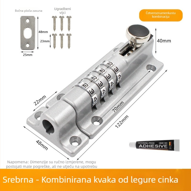 Novi model brave s kodom bez bušenja, vodootporna i otporna na hrđu, vanjska brava za drvena vrata, sigurnosna zaštita