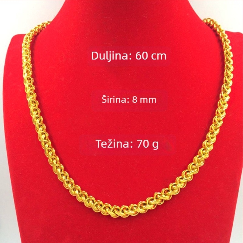Muški lanac s znakom sreće, pozlaćeni bakreni lanac, modni nakit, duljina 61–70 cm
