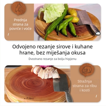 Okružna daska za rezanje od masivnog drveta, otporna na plijesan, dvostrana, za kuhinju