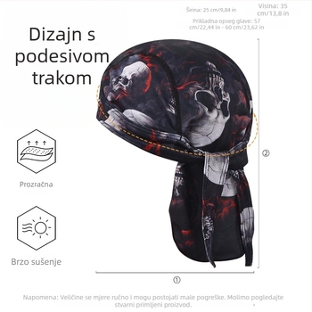 Piratska kapa za aktivnosti na otvorenom i posao, prilagodljiv remen s repom, kuhinjska marama za glavu, unisex
