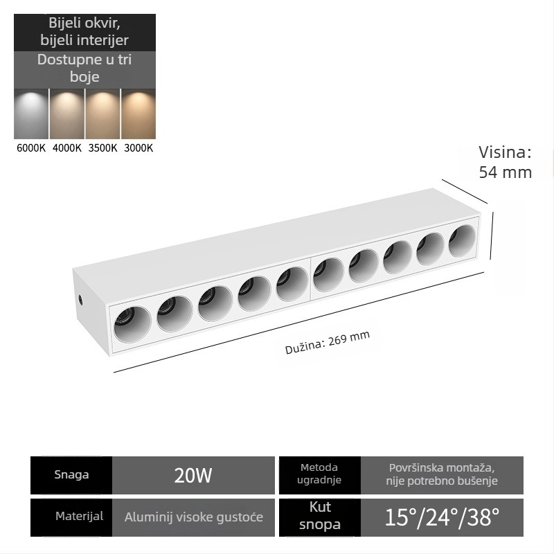 LED reflektor površinske montaže – linearno osvjetljenje zida za dnevni boravak