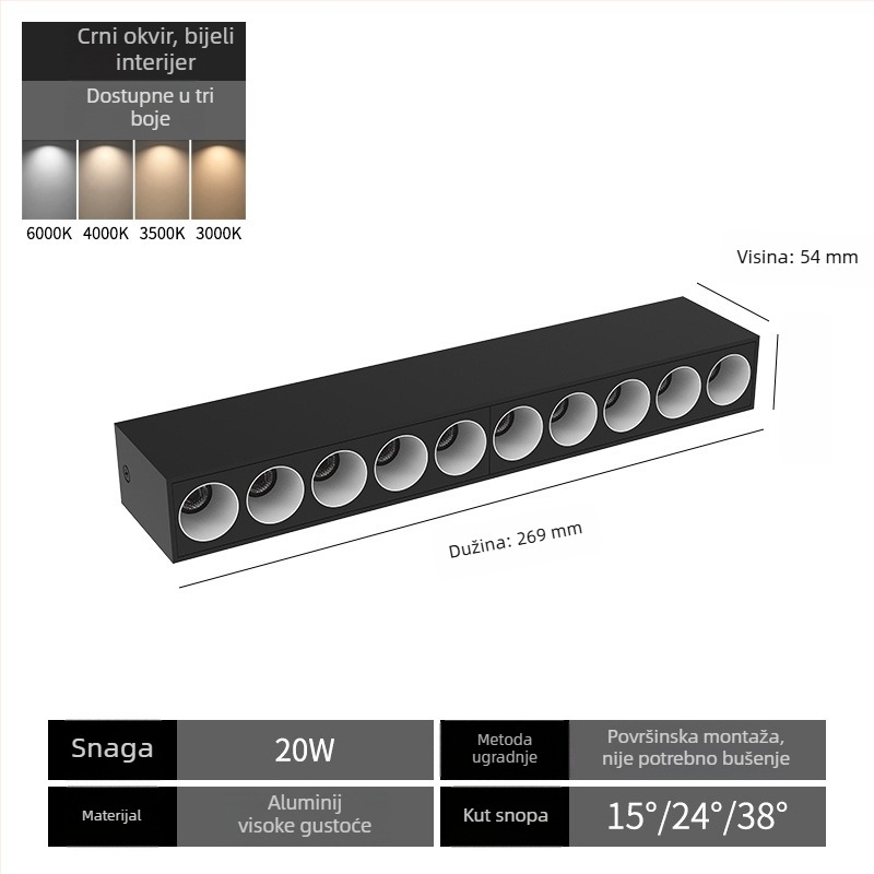 LED reflektor površinske montaže – linearno osvjetljenje zida za dnevni boravak