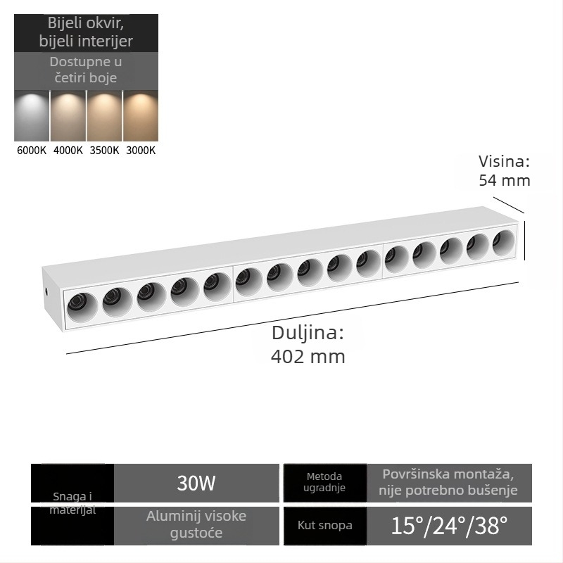 LED reflektor površinske montaže – linearno osvjetljenje zida za dnevni boravak
