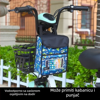 Prednja torba za bicikl s vodootpornom pretincom za dodirni zaslon, velika kapaciteta, podesivi nosač