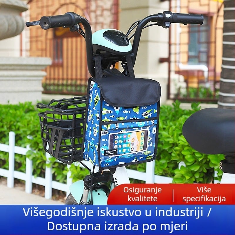 Prednja torba za bicikl s vodootpornom pretincom za dodirni zaslon, velika kapaciteta, podesivi nosač